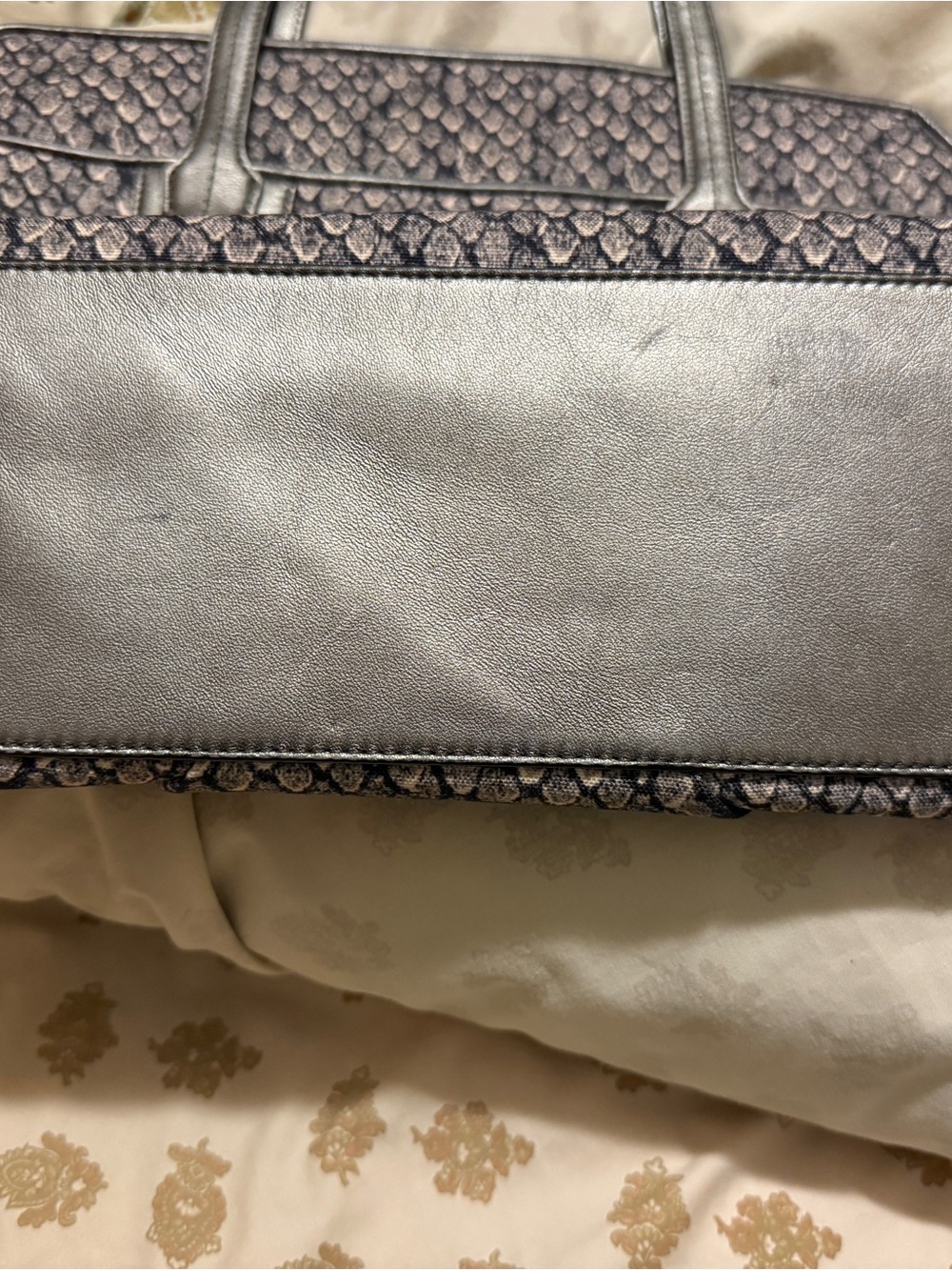 Coach Gray Python Patterned Tote with Metallic Trim - Picture 8 of 15